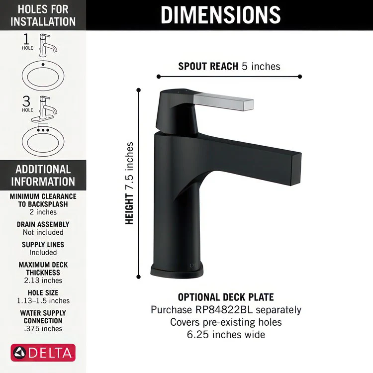 Lavatory Faucet Zura Deck Mount 4 Inch Spread 1 Lever ADA Matte Black/Champagne Bronze 1.2 Gallons per Minute Less Pop-up - Frankwebs