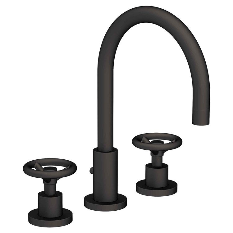 Lavatory Faucet Slater Widespread 8 to 20 Inch Spread 2 Wheel English Bronze 1.2 Gallons per Minute Brass Spout Height 6 Inch - Frankwebs