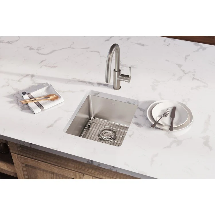 Kitchen Sink Lustertone Iconix 16 x 18.5 Inch Single Bowl Kit Luminous Satin Undermount Drain Location Rear Center - Frankwebs