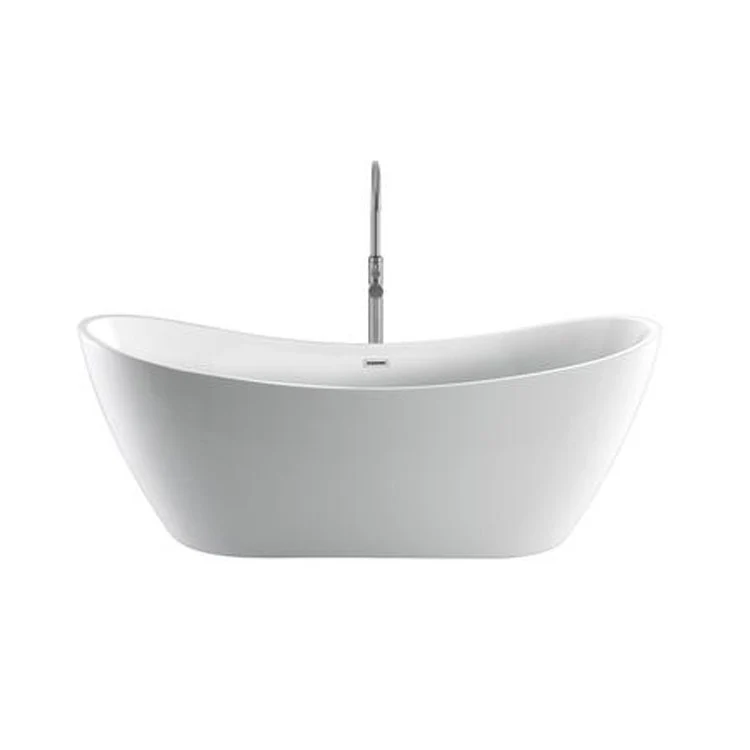 Freestanding Tub Nyx 72 Inch Double Slipper Oval Acrylic White/Polished Nickel Drain and Overflow No Faucet Holes - Frankwebs