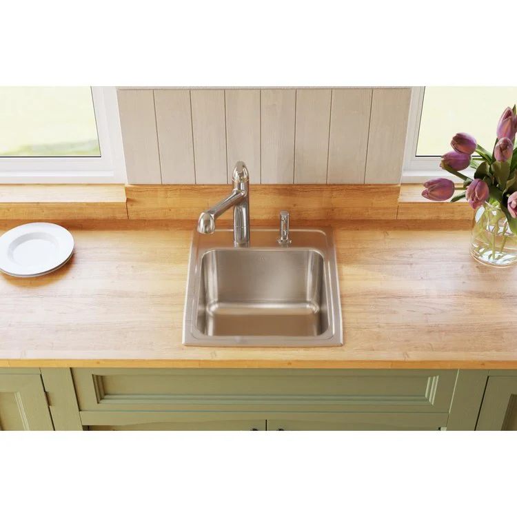 Kitchen Sink Lustertone Classic 17 x 20 Inch Single Bowl Lustrous Satin Drop-In - Frankwebs
