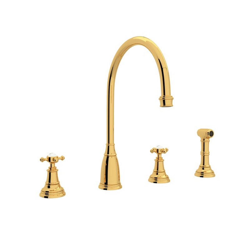 Kitchen Faucet Georgian Era 6-16 Inch Spread 2 Cross English Bronze Swivel C-Spout 1.8 Gallons per Minute - Frankwebs