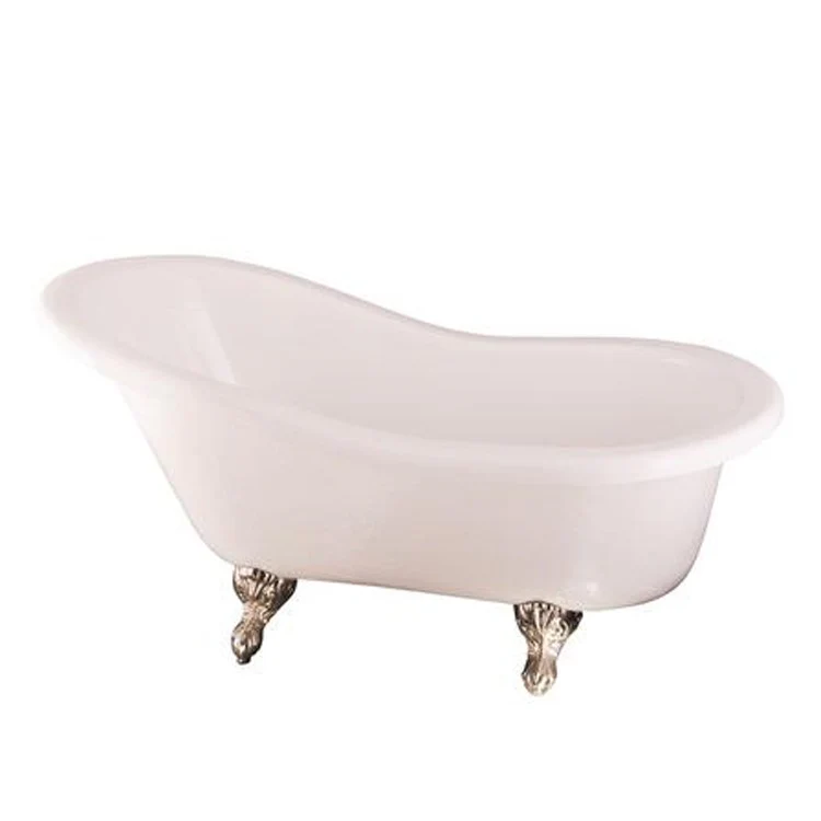 Freestanding Tub Estelle 60 Inch Slipper Oval Acrylic Bisque/Polished Nickel Ball and Claw Feet No Faucet Holes Flat Rim - Frankwebs