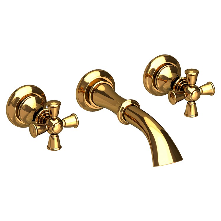 Sutton Two Handle Wall-Mount Bathroom Faucet with Cross Handles - Antique Brass - Frankwebs