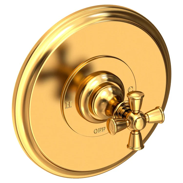 Pressure Balance Valve Trim Sutton Round 1 Cross Polished Gold PVD ADA Depth 4 Inch - Frankwebs