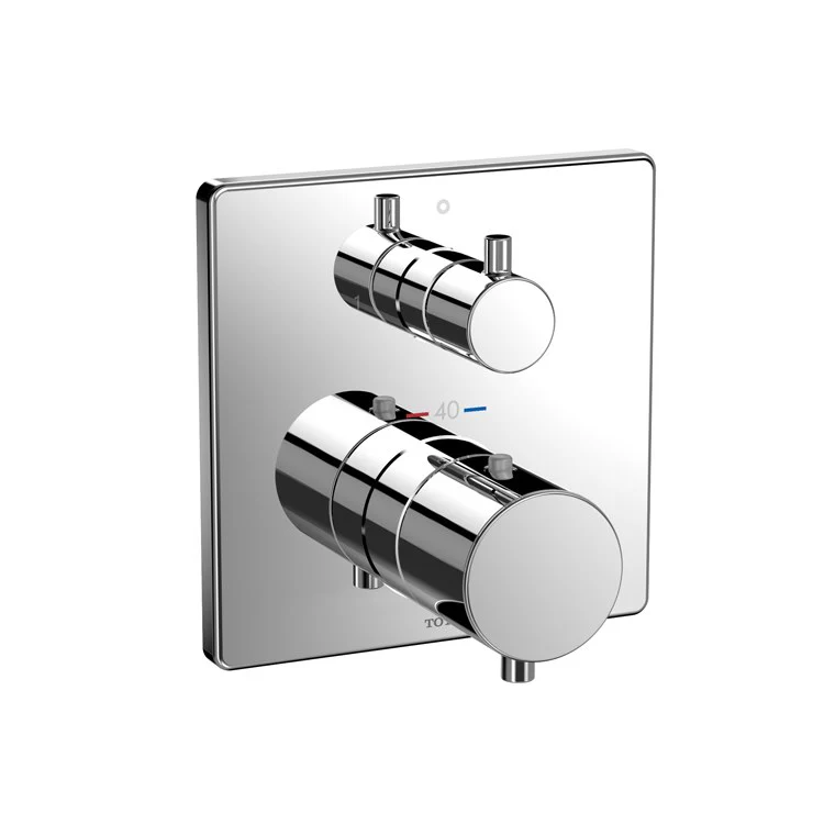 Thermostatic Trim with 2 Way Diverter Square 2 Knob Polished Chrome for Requires Mini Unit TBN01001U - Frankwebs