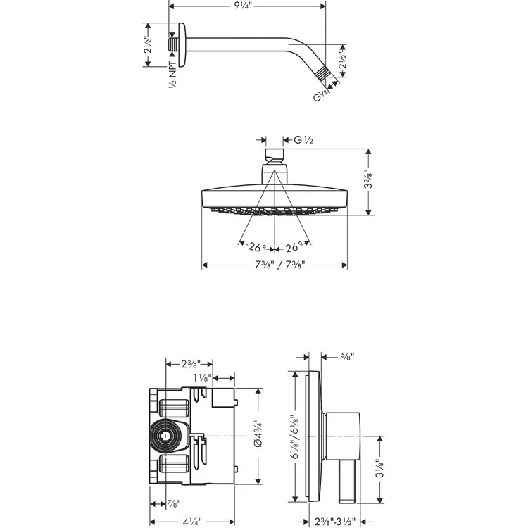 Croma Select E Pressure Balance Shower Set with Shower Head and Rough-In Valve - Frankwebs