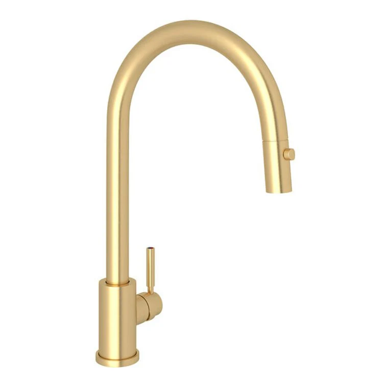 Kitchen Faucet Holborn 1 Lever English Gold Dual Spray Pull Down C-Spout 1.75 Gallons per Minute - Frankwebs