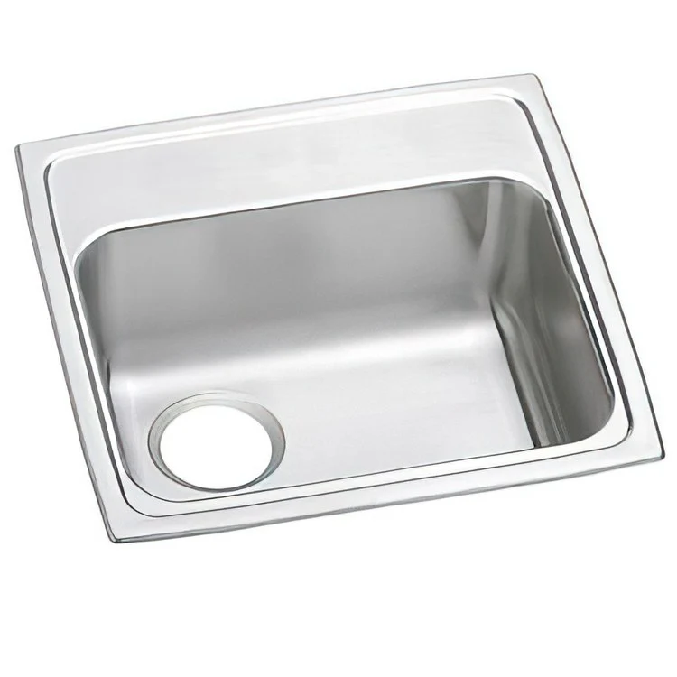 Kitchen Sink Celebrity 19.5 x 19 Inch Single Bowl ADA Brushed Satin Drop-In Rectangle Drain Location Rear Left Depth 5-1/2 Inch Bottom Only Pads - Frankwebs