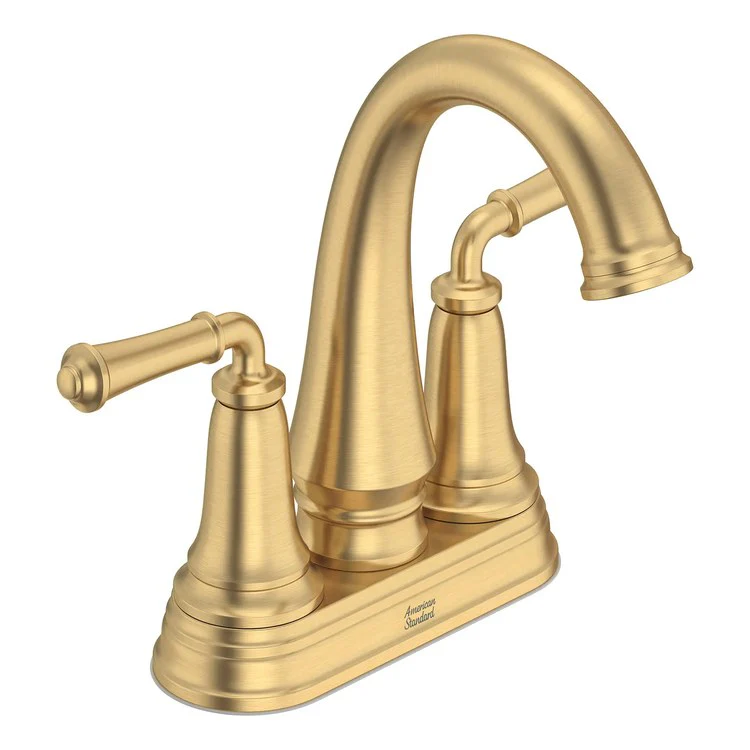 Lavatory Faucet Delancey Centerset 4 Inch Spread 2 Lever ADA CALGreen/WaterSense/CEC Brushed Cool Sunrise 1.2 Gallons per Minute Push Pop-Up Drain 3 Hole - Frankwebs