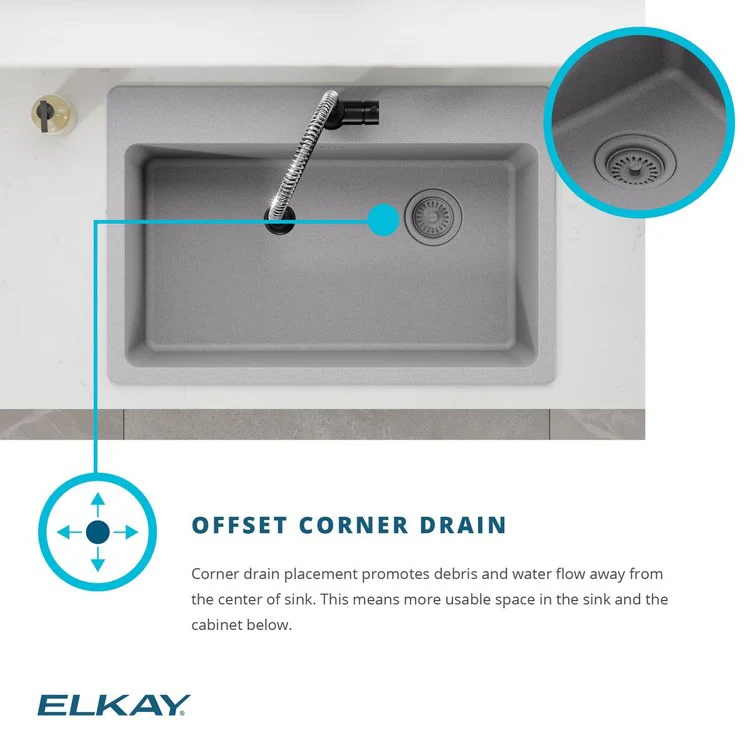 Kitchen Sink Quartz Classic 33 x 22 Inch Single Bowl Putty Drop-In Quartz 9-1/2 Inch - Frankwebs