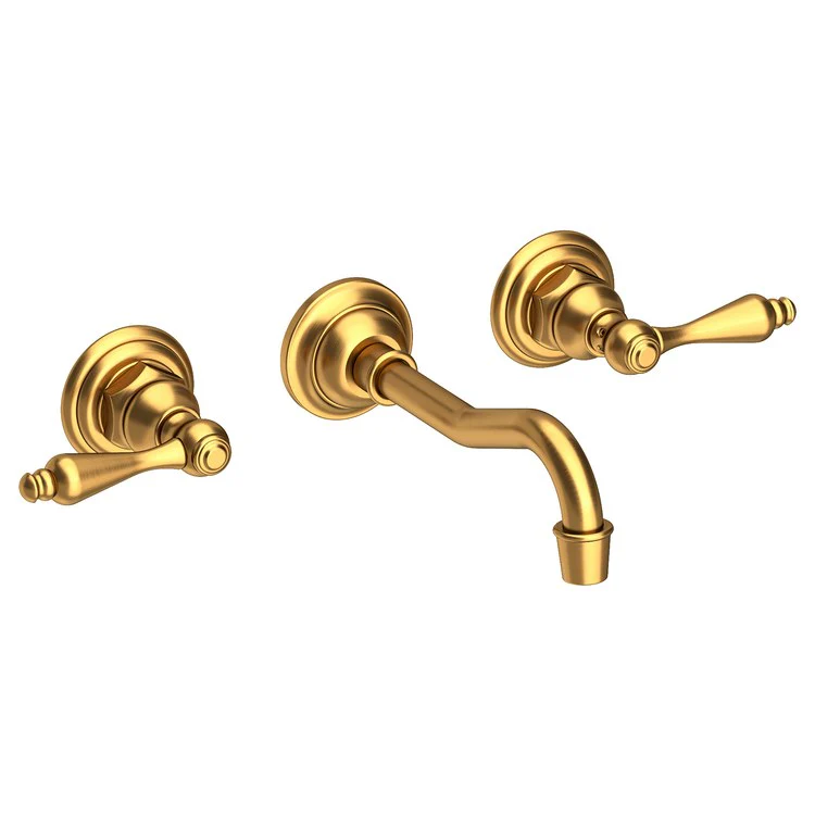 Lavatory Faucet Chesterfield Wall Mount 8 Inch Spread 2 Lever ADA WaterSense Polished Brass Uncoated Living 1.2 Gallons Per Minute Brass Less Drain Spout Reach 7-1/4 Inch - Frankwebs