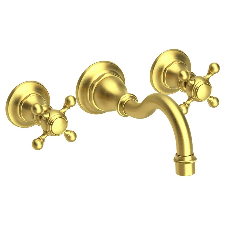 Lavatory Faucet Victoria Wall Mount 8 Inch Spread 2 Cross ADA Watersense Polished Brass Uncoated Living 1.2 Gallons Per Minute Brass Less Drain Spout Reach 8-1/6 Inch - Frankwebs