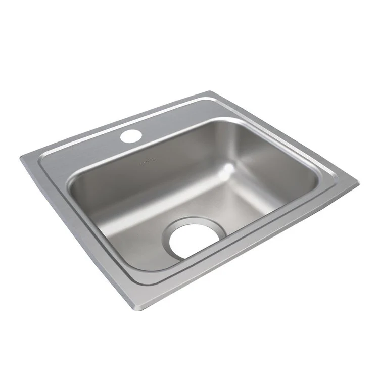 Kitchen Sink Lustertone Classic 17 x 16 Inch Single Bowl OS4 Hole ADA Lustrous Satin Drop-In Rectangle Drain Location Center Depth 5-1/2 Inch Bottom Only Pads - Frankwebs