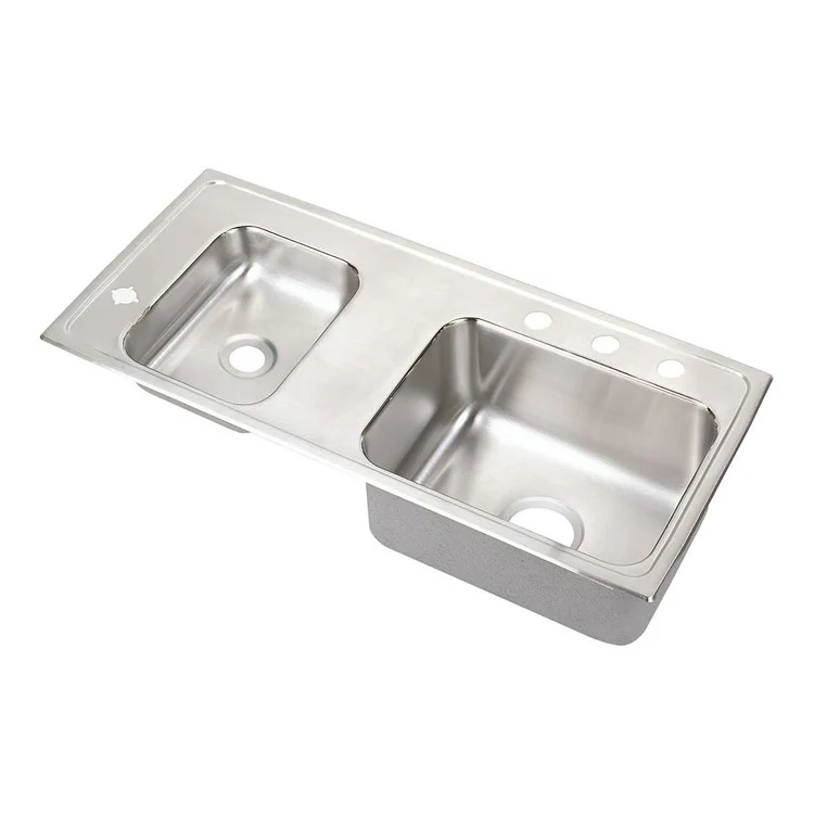 Classroom Sink Lustertone 37.25 x 17 Inch Double Bowl ADA Left Lustrous Satin Drop-In Minimum Cabinet Size 42 Inch 5 Inch 18 Gauge Bottom Only Pads Mounting Hardware Included for Countertops Up to 3/4IN - Frankwebs