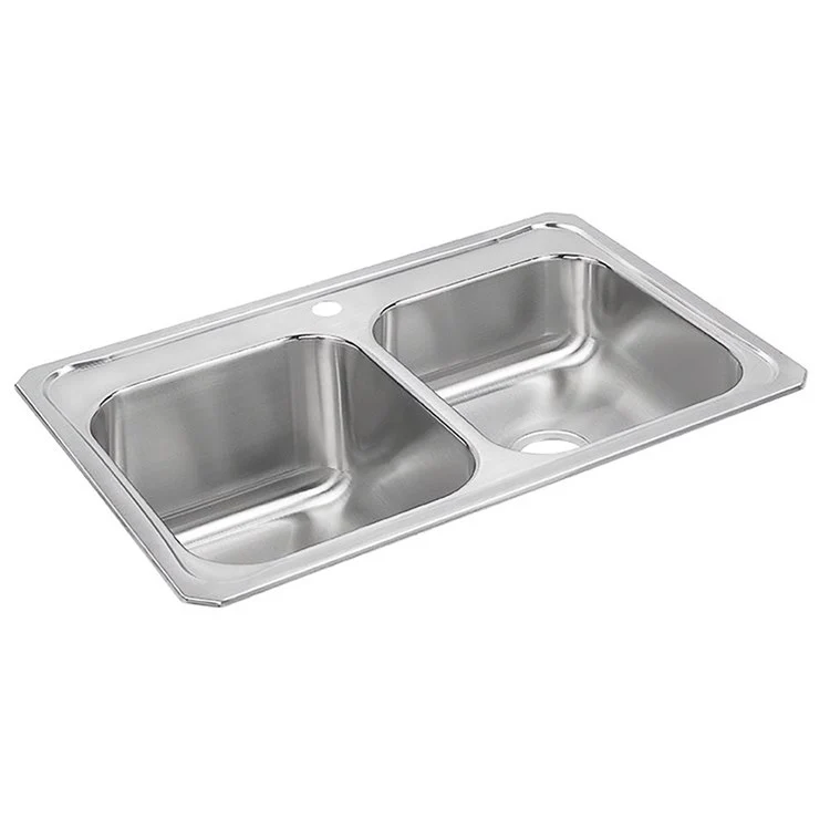 Kitchen Sink Celebrity 33 x 22 Inch Double Bowl Drain Location Equal Left Primary Bowl Brushed Satin Drop-In Drain Location Center Bottom Only Pads - Frankwebs