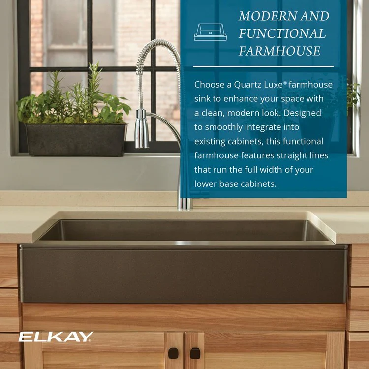 Kitchen Sink Quartz Luxe 36 x 21 Inch Single Bowl Perfect Drain Chestnut Farmhouse - Frankwebs
