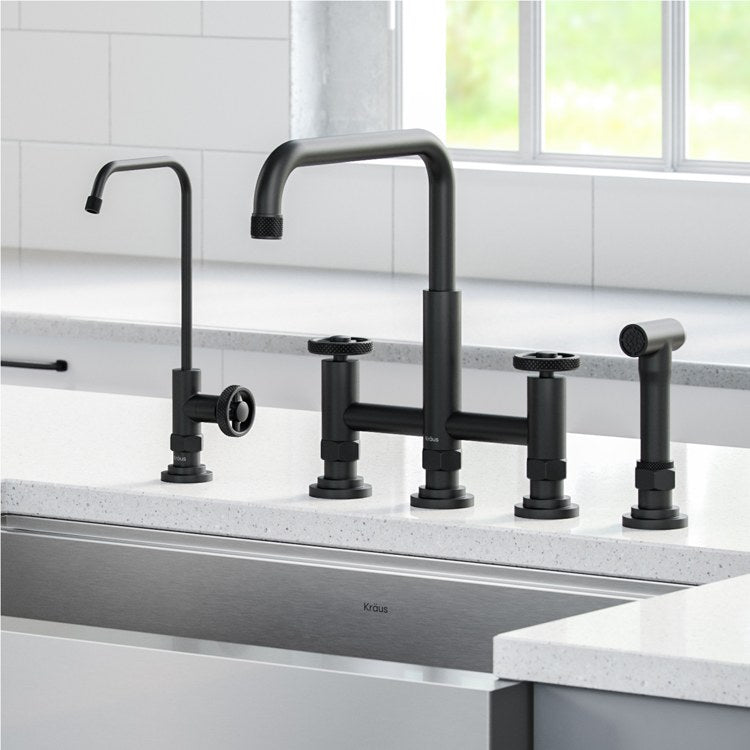 Urbix Industrial Bridge Kitchen Faucet and Water Filter Faucet Combo - Frankwebs