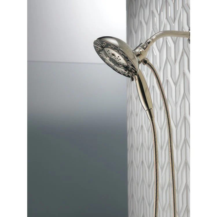 Handshower Combination In2ition Universal Showering Components H2Okinetic 2-In-1 Lumicoat Polished Nickel WaterSense 5 Function 6-7/8 Inch Includes 60-82 Inch Stretchable Metal Hose - Frankwebs