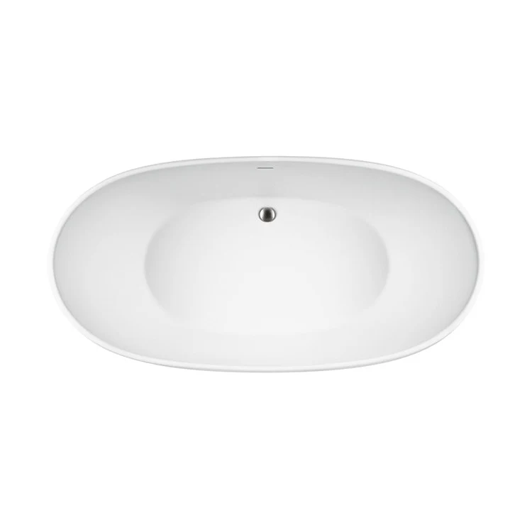 Soaking Tub Elise 66 x 33.5 Inch Freestanding Integrated Pedestal Center White Gloss Sculpturestone 90 Gallons 21-1/2 Inch - Frankwebs