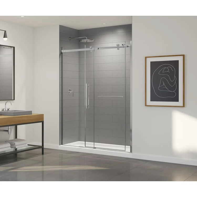 Shower Wall Kit Modern Subway Tile Glue Up 36 x 62 x 84 Inch Ice Swanstone - Frankwebs