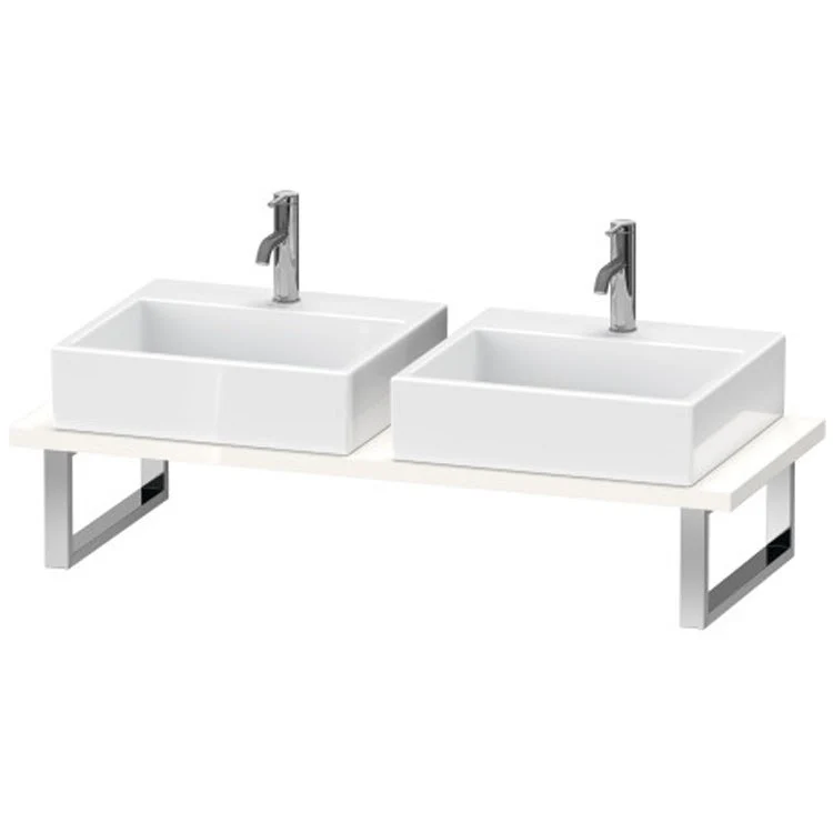Lavatory Console L-Cube Brushed Oak Double Basin 31-1/2 x 21-5/8 Inch 1-1/8 Inch - Frankwebs