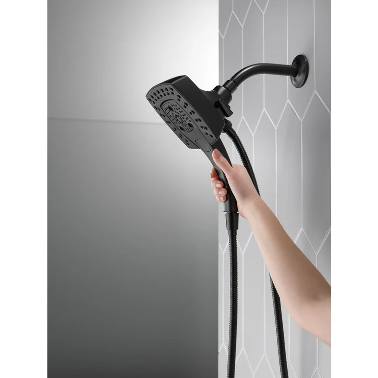 Handshower Combination In2ition Universal Showering Components H2Okinetic 2-In-1 Matte Black WaterSense 5 Function Includes 60-82 Inch Stretchable Metal Hose - Frankwebs