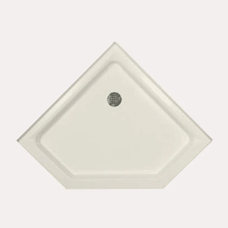 Shower Base Corner Biscuit 38 x 38 Inch Gelcoat Standard Polished Chrome Drain Included - Frankwebs