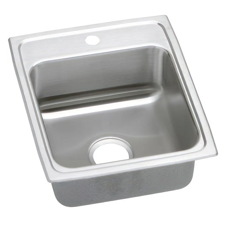 Kitchen Sink Lustertone Classic 17 x 20 Inch Single Bowl 1 Hole ADA Lustrous Satin Drop-In Rectangle Drain Location Rear Center Depth 5-1/2 Inch Quick Clip Mounting System Bottom Only Pads - Frankwebs