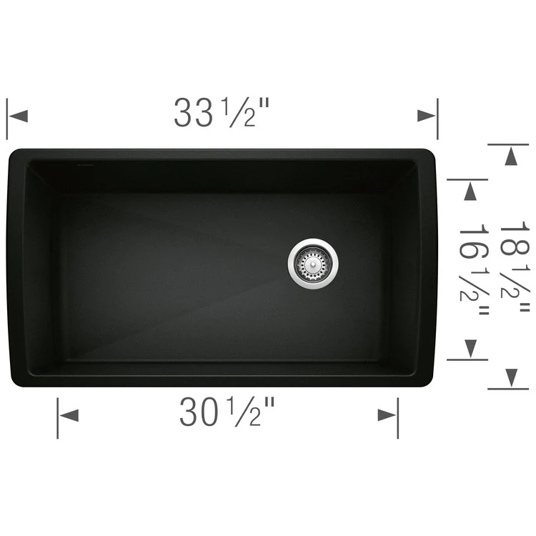 Kitchen Sink Diamond 34 x 19 Inch Single Bowl Super Single Coal Black Undermount - Frankwebs