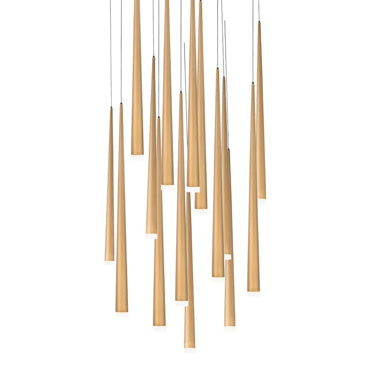 Cascade Fifteen-Light LED Etched Glass Round Chandelier 3500K - Frankwebs