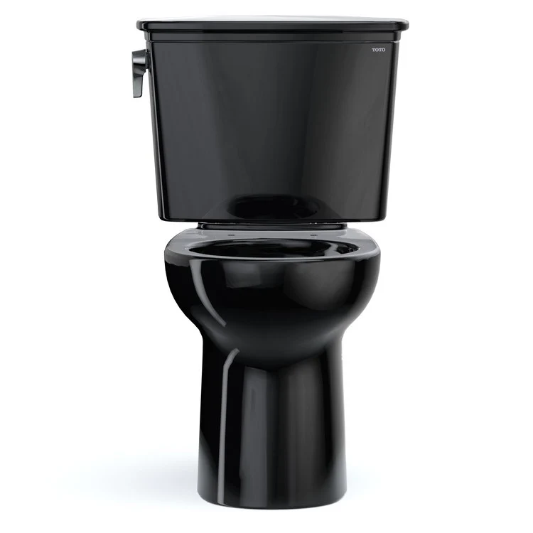 Toilet Drake 2 Pieces Transitional Universal Height Ebony Round Front ADA 30-11/16 Inch 1.28 Gallons per Flush Left Hand Chrome Less Seat - Frankwebs