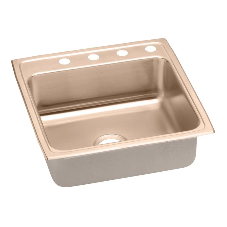 Kitchen Sink 22 x 22 Inch Single Bowl 1 Hole Copper Drop-In CuVerro Antimicrobial Copper Drain Location Center Full Spray Sides and Bottom - Frankwebs