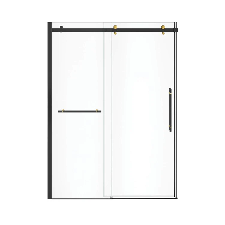 Shower Door Vela Sliding with Towel Bar 59L x 78-3/4H Inch Matte Black/Brushed Nickel Clear 5/16 Inch 56-1/2 to 59x78-3/4 Inch - Frankwebs