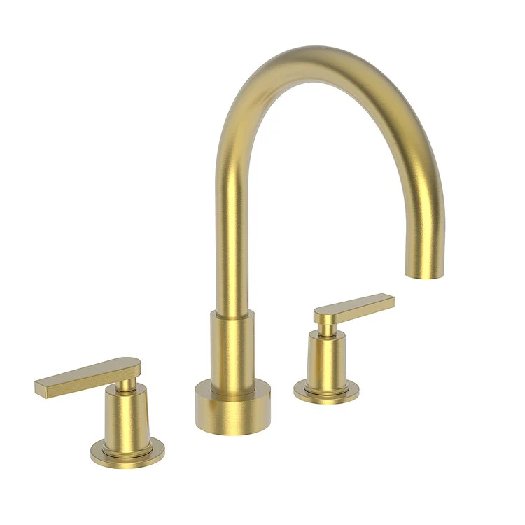 Roman Tub Trim Dorrance Deck Mount 2 Lever Polished Brass Uncoated Living ADA 8 to 20 Inch Spread - Frankwebs