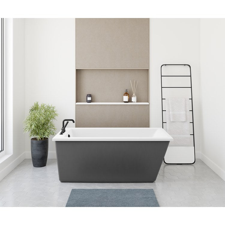 Freestanding Tub Elinor 60 x 32 x 23 Inch 2 Piece End Drain Thunder Gray Rectangular - Frankwebs
