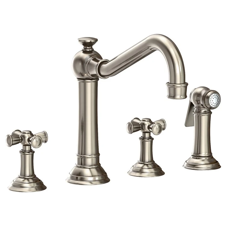 Kitchen Faucet Jacobean Widespread 8 Inch Spread 2 Cross ADA French Gold PVD Sidespray Spout Height 6 Inch 1.8 Gallons per Minute - Frankwebs