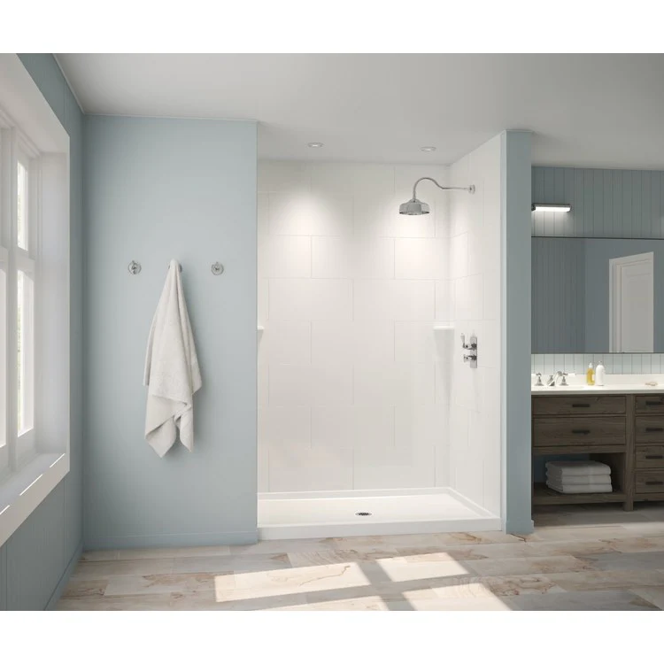 Shower Wall Kit Traditional Subway Tile Glue Up 36 x 62 x 84 Inch Ice Swanstone - Frankwebs