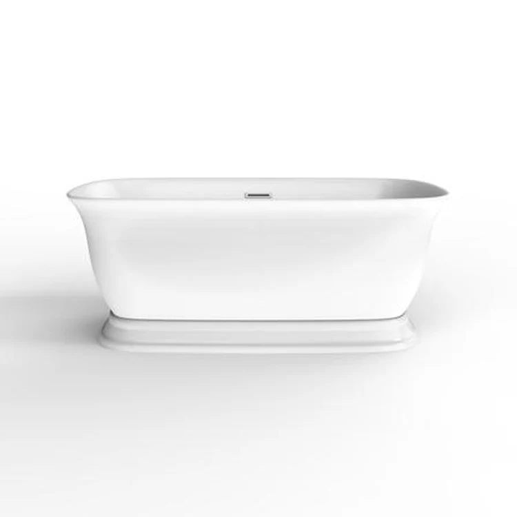Freestanding Tub Bethany 59 Inch Oval Acrylic White/White Drain and Overflow No Faucet Holes - Frankwebs