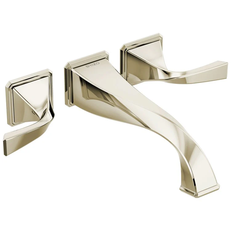 Tub Filler Trim Virage Wall Mount 2 Lever Brilliance Luxe Gold ADA 8 Inch Spread - Frankwebs