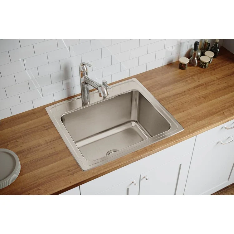 Kitchen Sink Lustertone Classic 25 x 22 Inch Single Bowl Lustrous Satin Drop-In - Frankwebs