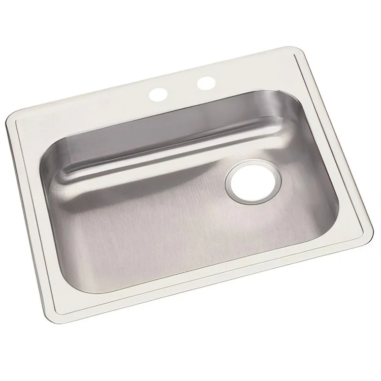 Kitchen Sink Dayton 25 x 22 Inch Single Bowl 2 Hole ADA Satin Drop-In Rectangle Drain Location Rear Right Depth 5-3/8 Inch Bottom Only Pads - Frankwebs