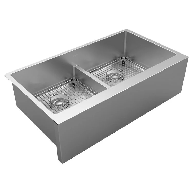 Kitchen Sink Crosstown 36 x 20.25 Inch Double Bowl Tall Kit with Aqua Divide Polished Satin Farmhouse - Frankwebs