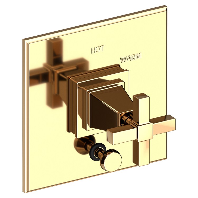 Pressure Balance Valve Trim Malvina Square with Diverter 1 Cross Aged Brass ADA Depth 4 Inch - Frankwebs