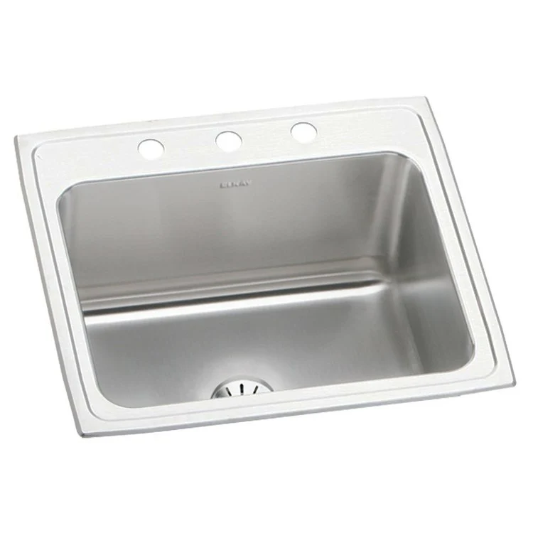 Kitchen Sink Lustertone Classic 25 x 22 Inch Single Bowl with Perfect Drain 3 Hole Lustrous Satin Drop-In - Frankwebs