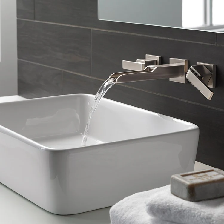 Ara Two Handle Wall-Mount Bathroom Faucet Trim with Channel Spout - Frankwebs