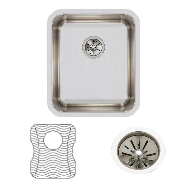 Kitchen Sink Lustertone Classic 16 x 18.5 Inch Single Bowl Kit Lustrous Satin Undermount Drain Location Rear Center - Frankwebs