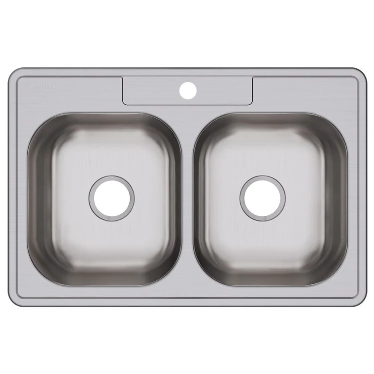 Kitchen Sink Dayton 33 x 22 Inch Double Bowl Equal 1 Hole Elite Satin Top Mount - Frankwebs