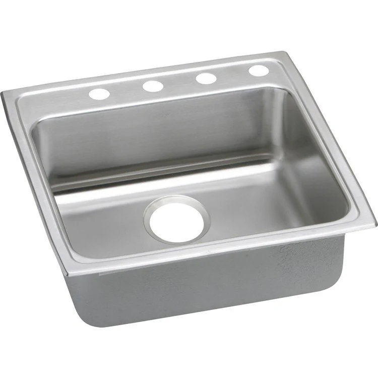 Kitchen Sink Lustertone Classic 22 x 22 Inch Single Bowl 3 Hole ADA Lustrous Highlighted Satin Top Mount Rectangle Drain Location Rear Center Depth 5-1/2 Inch Quick Clip Mounting System Full Spray Sides and Bottom - Frankwebs