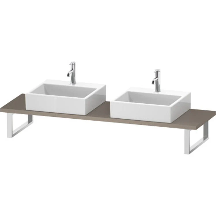 Lavatory Console L-Cube Cappuccino High Gloss Double Basin Compact 31-1/2 x 18-7/8 Inch Ceramic 1-1/8 Inch - Frankwebs